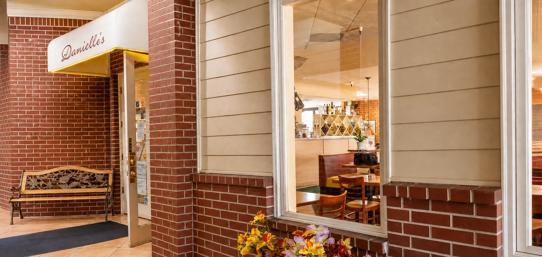 The entrance and dining room at Danielle's Creperie